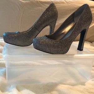 Aqua Silver Glitter (hidden) Platform Pumps